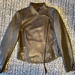 Asymmetrical Gray Leather Jacket
